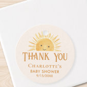 Sunshine Baby shower Dank u Bedankjes Labels