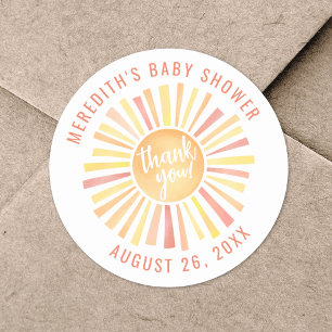 Sunshine Baby shower Dank u Ronde Sticker