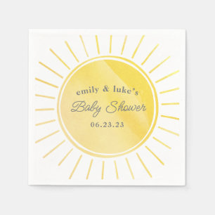 Sunshine Baby shower Geslacht Neutrale Waterverf Servet