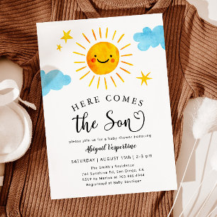 Sunshine Baby shower Hier komt de Son Invitation Kaart