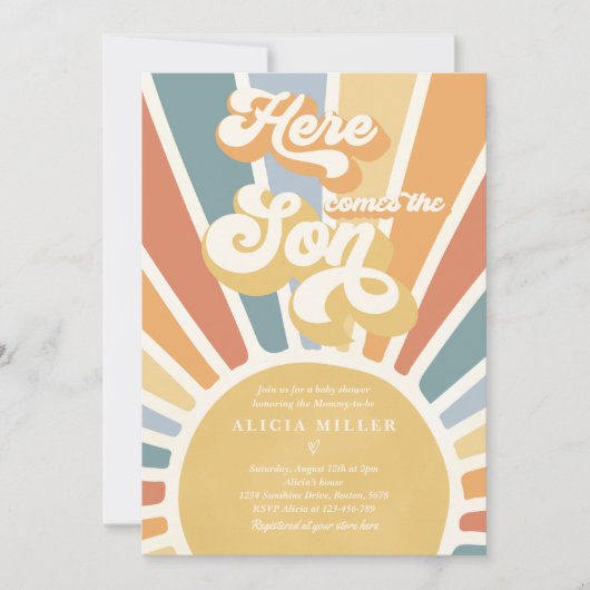 Sunshine Baby shower hier komt de 'Son Muted Tones Kaart (Voorkant)