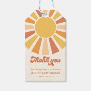 Sunshine Baby shower hier komt de zongele stralen Cadeaulabel