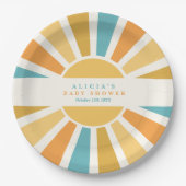 Sunshine Baby shower hier komt de zongele stralen Papieren Bordje (Voorkant)