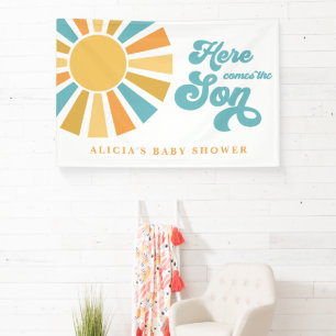 Sunshine Baby shower hier komt de zongele stralen Spandoek