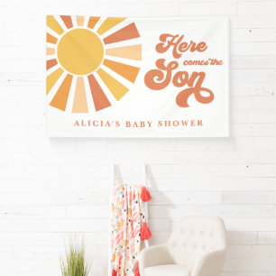 Sunshine Baby shower hier komt de zongele stralen Spandoek