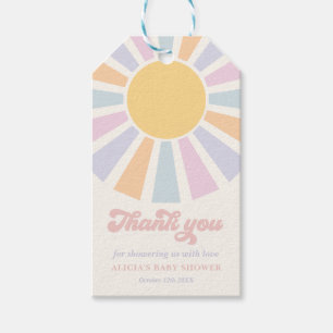 Sunshine Baby shower hier komt de zonroze stralen Cadeaulabel