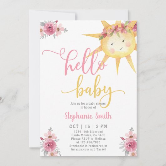 Sunshine Baby shower Invitation fille (Devant)