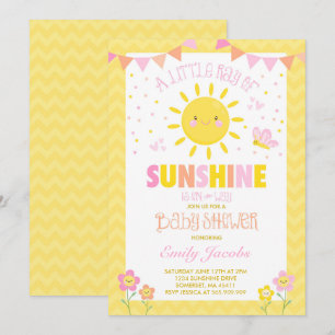 Sunshine Baby shower Invitation Girl Baby shower Kaart