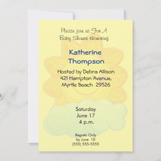 Sunshine Baby shower Invitation Kaart (Voorkant)