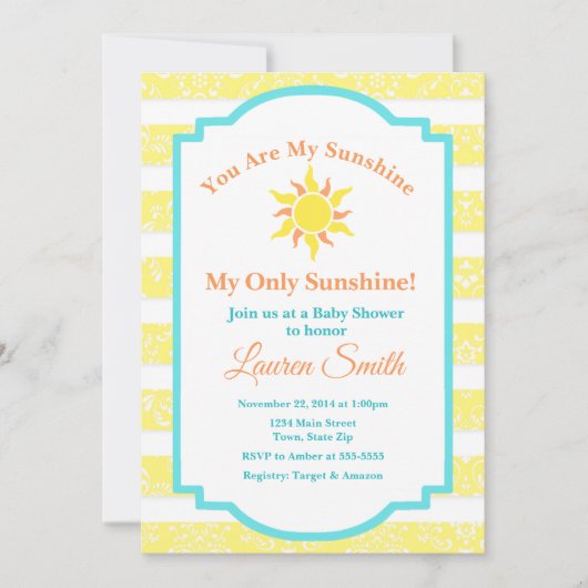 Sunshine Baby shower Invitation Sun Boy (Devant)