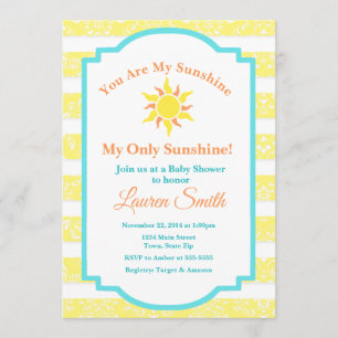 Sunshine Baby shower Invitation Sun Boy