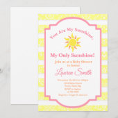 Sunshine Baby shower Invitation Sun Girl (Devant / Derrière)