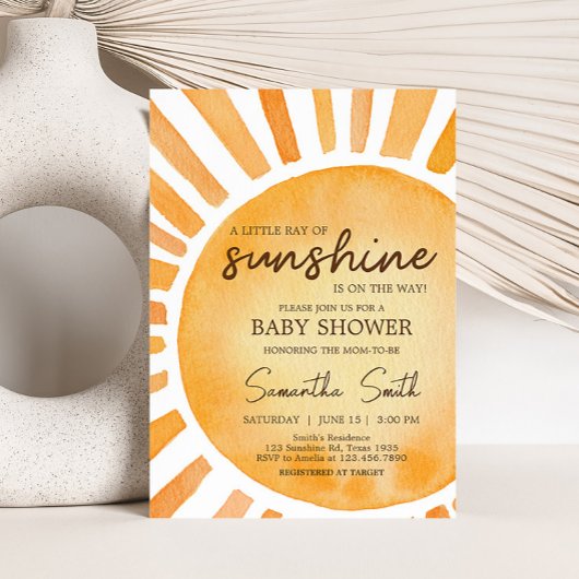 Sunshine Baby shower Kaart