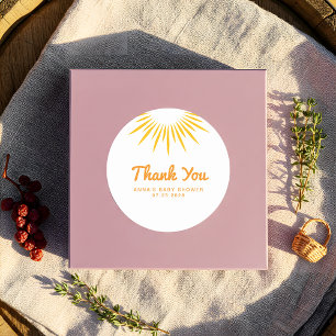 Sunshine Baby shower Minimalist Bedankt Ronde Sticker