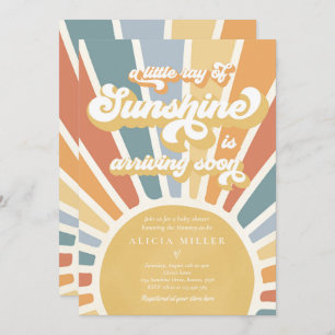 Sunshine Baby shower Muted Boho Retro Sunshine Kaart