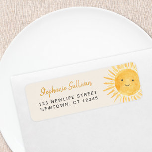 Sunshine Baby shower Return Address Etiket