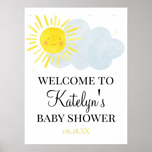 Sunshine Baby shower Welkomstteken Poster (Voorkant)