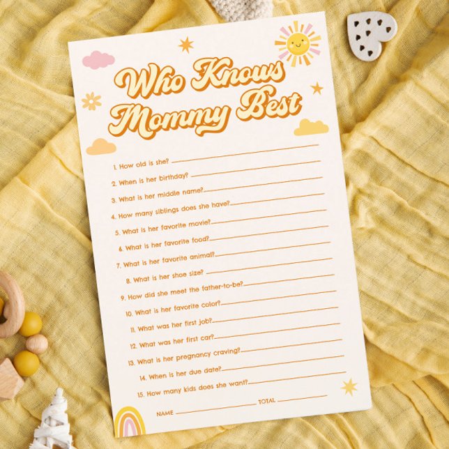 Sunshine Baby shower Wie kent mama beste spel (Creator heeft geüpload)