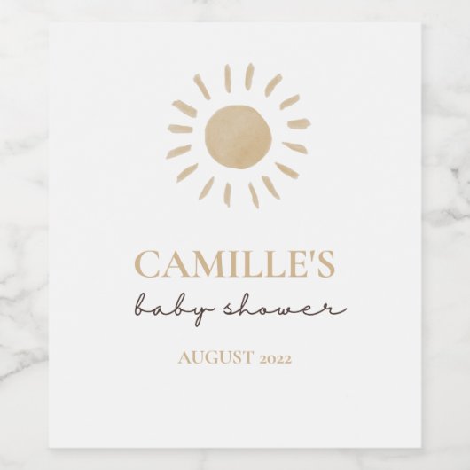 Sunshine Baby shower Wijn Etiket (Enkel label)