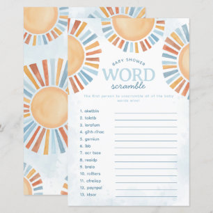 Sunshine Baby shower Word Scramble Game