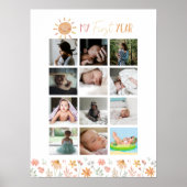 Sunshine Birthday First Year Foto Milestone Poster (Voorkant)