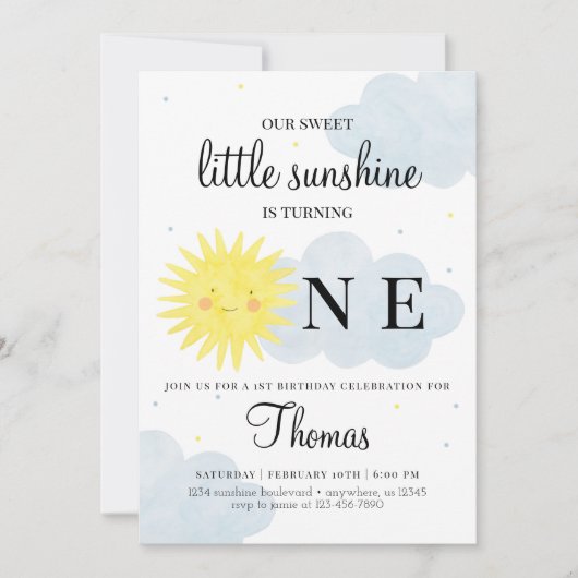 Sunshine Birthday Invitation for Boy or Girl Kaart (Voorkant)