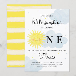 Sunshine Birthday Invitation for Boy or Girl Kaart