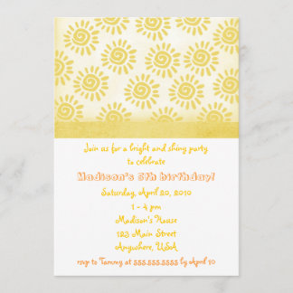 Sunshine Birthday Invitation Kaart