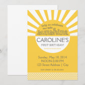 Sunshine Birthday Invitation Kaart (Voorkant / Achterkant)