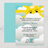 Sunshine Birthday Invitation Kaart (Voorkant / Achterkant)