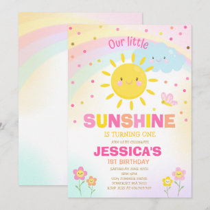 Sunshine Birthday Invitation Little Sunshine Party Kaart
