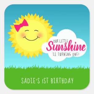 Sunshine Birthday Party Vierkante Sticker