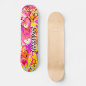 Sunshine Bliss: Gele & Roze Graffiti Harten Skateboard (Voorkant)