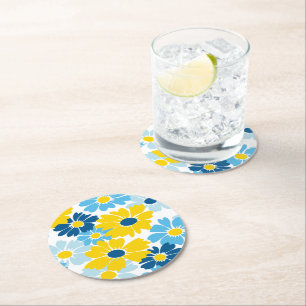 Sunshine Blue Sky Blooming Daisy Ronde Kartonnen Onderzetter
