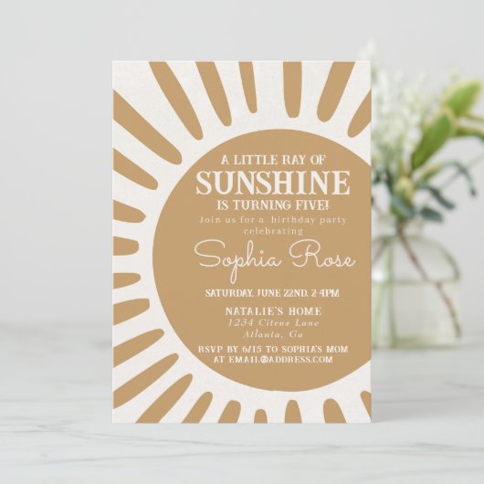 Sunshine boho anniversaire invitation de soleil (Debout devant)