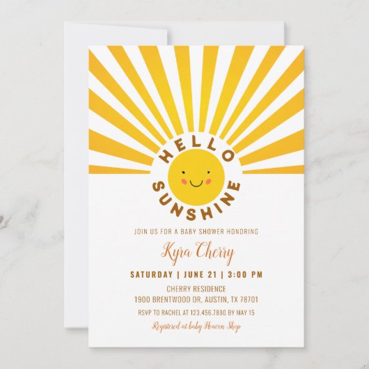 Sunshine Boho Baby shower Kaart (Voorkant)