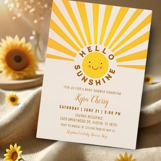 Sunshine Boho Baby shower Kaart