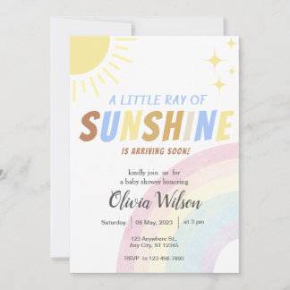 Sunshine Boho Rainbow Baby shower Kaart