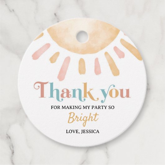 Sunshine Boho Sun Verjaardag Dank u Bedankjes Labels (Voorkant)