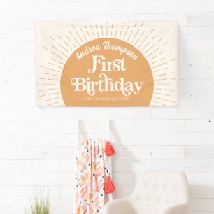 Sunshine Boho Yellow Eerste Verjaardag Spandoek