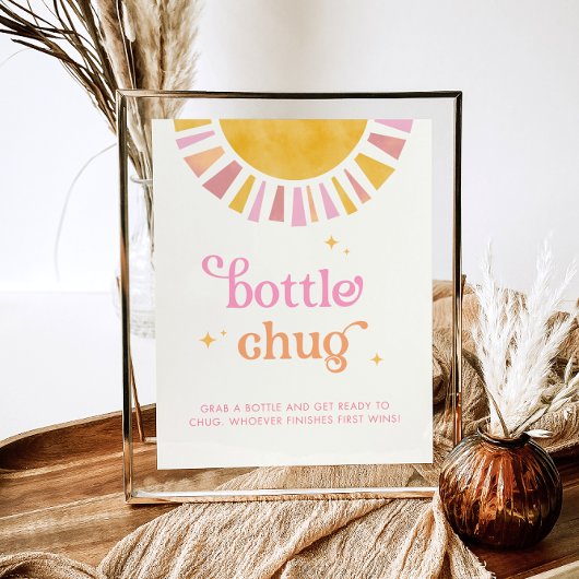 Sunshine Bottle Chug Baby shower Game Sign Poster