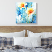 Sunshine Bouquet: Een levendige Waterverf bloemenk Canvas Afdruk (Insitu (Slaapkamer))