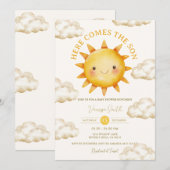 Sunshine Cloud Here Comes the Son Baby Shower Kaart (Voorkant / Achterkant)