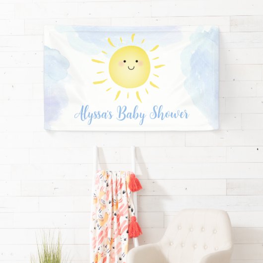 Sunshine Clouds Blue Boy Baby shower Spandoek (Insitu)