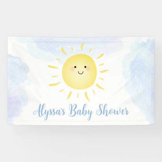 Sunshine Clouds Blue Boy Baby shower Spandoek (Horizontaal)