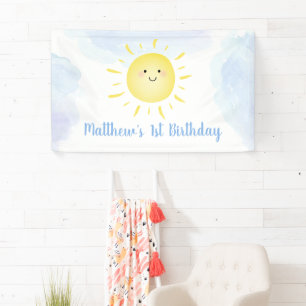 Sunshine Clouds Blue Boy Birthday Spandoek