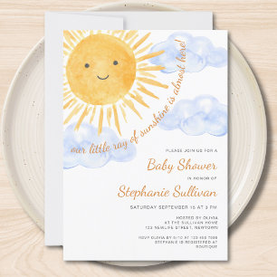 Sunshine Clouds Boy Baby shower Kaart