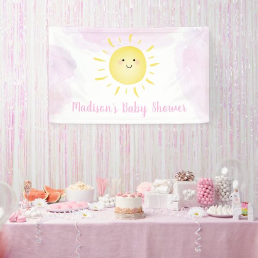 Sunshine Clouds Pink Girl Baby shower Spandoek (Feest)