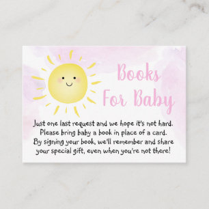 Sunshine Clouds roze Baby shower Book Request Informatiekaartje