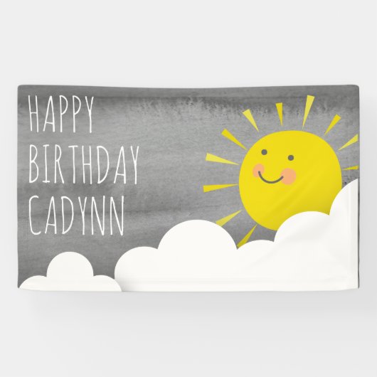 Sunshine Clouds Sky Birthday Spandoek (Horizontaal)